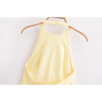 - Moda 2025 sin mangas hasta la rodilla estilo casual ondulado cuello halter s para mujer - details 12