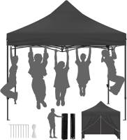 Gazebo Party Tent 3x3m con 4 paredes laterales y puerta con cremallera y ventana gris - details 4