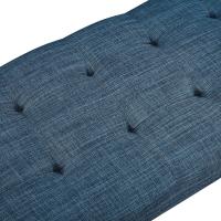 Moderno banco tapizado y acolchado con botón, para dormitorio, entrada, madera maciza, azul marino, 112 cm - details 6