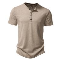 Camisetas de Moda Callejera Hip Hop para Hombres Alta Calidad en Algodón, Manga Corta, Botón, Color Uno - details 1