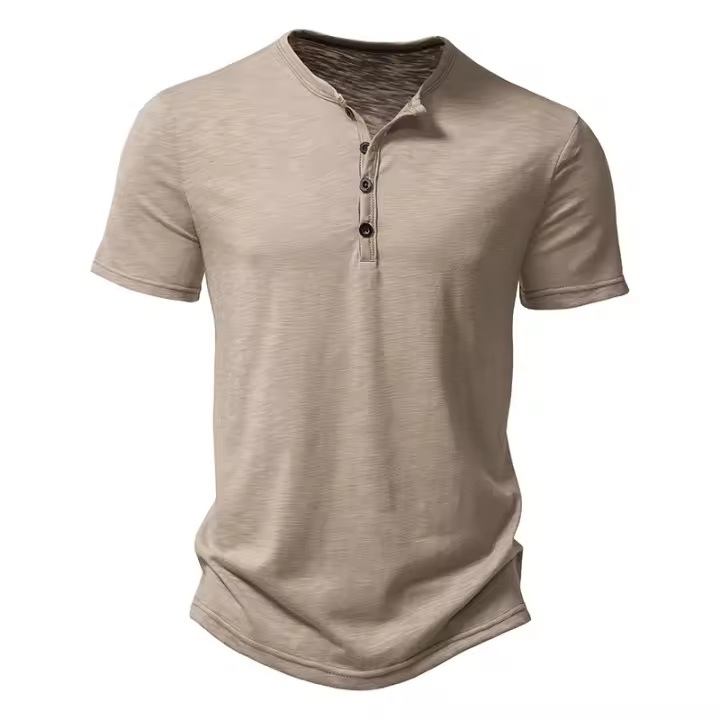 Camisetas de Moda Callejera Hip Hop para Hombres Alta Calidad en Algodón, Manga Corta, Botón, Color Uno - 1