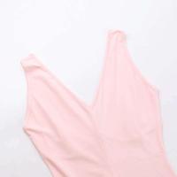 Vestido Maxi de Verano Elegante sin Mangas con Volantes Sexys Cuello en V Profundo, Espalda Alta, Abierto hasta la Coxa - details 10