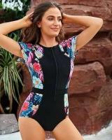 Traje de baño de una pieza para mujer, con cuello en V y control de barriga, ropa de playa para vacaciones - details 4