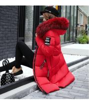 Abrigo de plumón para mujer, chaqueta de invierno con cuello de piel grande, chaqueta gruesa ajustada, Chaqueta de algodón con capucha a la moda, chaqueta larga de invierno para mujer - details 33