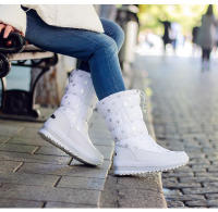 Botas de nieve de terciopelo para mujer, botas de algodón casuales gruesas de caña media cálidas antideslizantes - details 16