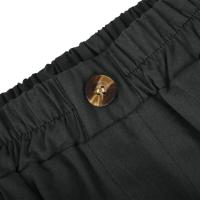 Pantalones Cortos de Lino y Algodón para Mujer Color Sólido, Cintura Suelta, Bolsillo, Botón, Moda Casual - details 28