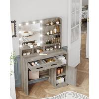 Mesa de Maquillaje con Espejo y LED Regulables Diseño de Cajón y Armario con 3 Escritorios y 4 Compartimentos Abiertos Blanco DT32503X - details 12