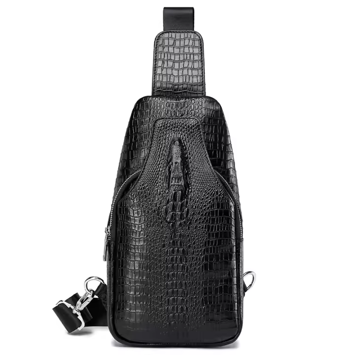 SCHLATUM Bolso de Pecho de Cuero de Cocodrilo en Relieve Gran Capacidad Accesorio de Viaje de Moda - 1