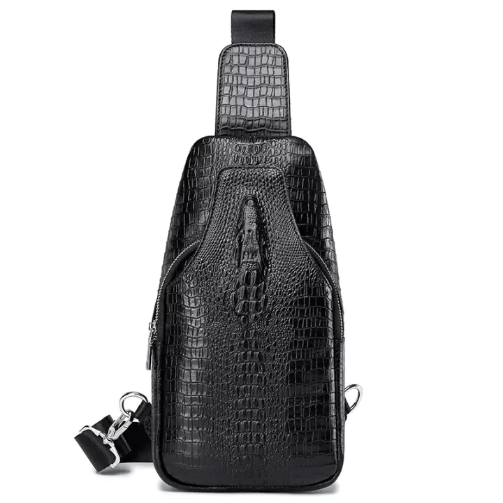 SCHLATUM Bolso de Pecho de Cuero de Cocodrilo en Relieve Gran Capacidad Accesorio de Viaje de Moda - 1