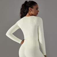 Nessaj-camisas de yoga sin costuras para mujer, top corto de manga larga, ropa deportiva para yoga, fitness, gimnasio, entrenamiento, correr - details 10