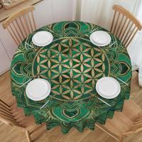 Mantel circular mandala, flor de loto de la vida, impermeable, resistente al aceite, 60 pulgadas, forma geométrica sagrada - details 104