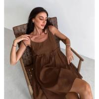 Vestido de tirantes de algodón y lino para mujer, informal, suelto, suave, con borde acanalado, estilo playero, primavera y verano - details 21
