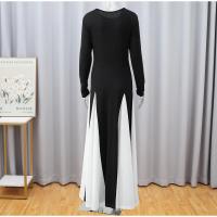 Vestidos largos elegantes de retazos en blanco y negro, vestido ajustado de manga larga con cuello redondo a la moda para mujer, batas de fiesta de noche para mujer - details 1