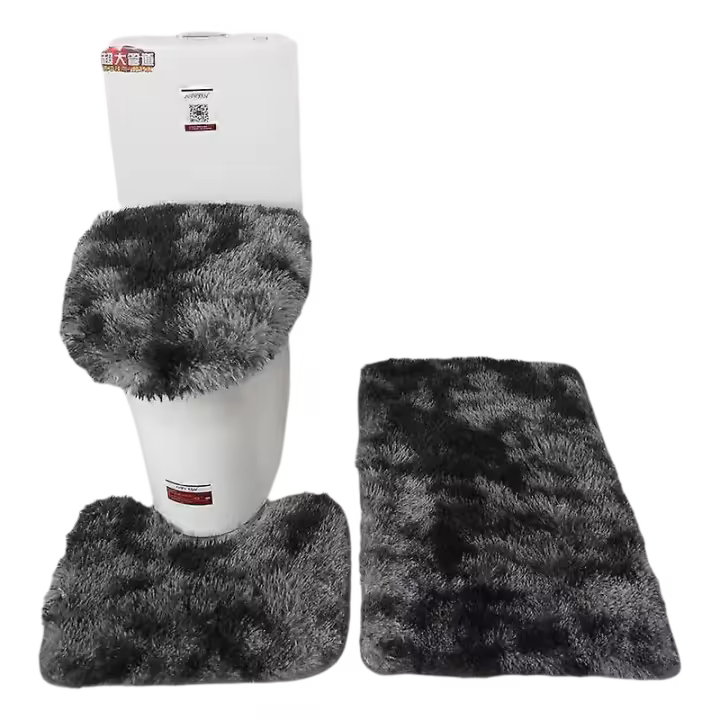 Alfombra de pedestal antideslizante para baño de 3 piezas + tapa para inodoro + alfombrilla de baño - 1
