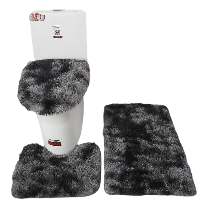 Alfombra de pedestal antideslizante para baño de 3 piezas + tapa para inodoro + alfombrilla de baño - 1