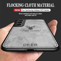 Funda de ciervo de piel de tela delgada para Samsung Galaxy S23 Ultra FE S22 S21 S24 Ultra A15 A25 A35 A55 A34 A52 A54 5G cubierta trasera dura - details 1