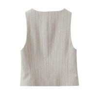 OUWU- Conjunto De Pantalones Y Chaleco De Primavera Para Mujer, Top Con Cuello Redondo Y Botones A La Moda, Pantalones De Cintura Alta, Traje De Ocio Para Oficina, Nuevo - details 9