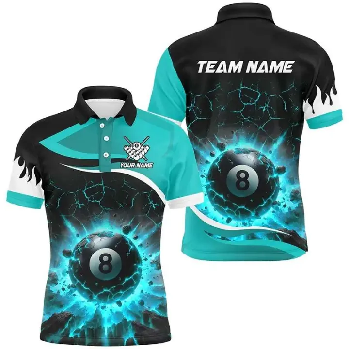 Camisas gráficas de billar a la moda para hombres, camisa con nombre personalizado impreso en 3D de tendencia de verano, camisetas informales transpirables de gran tamaño - 1