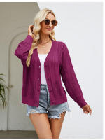 Cárdigans ahuecados para mujer, prendas de punto con parte delantera abierta, suéter con botones, cárdigan de punto con cuello en V, abrigo de moda, nuevo - details 6