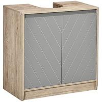 Armario Alto para Baño Columna de Baño con 2 Puertas y 2 Estantes Abiertos Mueble Auxiliar de Almacenaje para Salón Recibidor 30x24x170 cm Roble y Gris - details 6