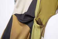 TRAFZA-Vestido largo con estampado para mujer, prenda de manga corta con cuello redondo y botones en la espalda, elegante y ajustado, para verano - details 12