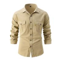 Camisa de Manga Larga para Hombres en Otoño Cómoda y Casual Figura de Cuadros de Tres Dimensiones - details 2