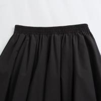 Falda Larga A-Line Mooyufon Para Mujer Negro Vintage Chic Cintura Alta Pliegues Anchos Swing Moda Primavera Elegante Casual Polyester - details 10