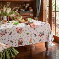 Mantel rectangular impermeable, mantel de conejito para colorear ral de primavera para comedor, fiesta en casa, decoración de Pascua - details 6