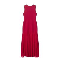 2025 Versátil Casual Sin Mangas con Cuello Redondo y Costuras de Punto, Nueva Llegada de Verano, Vestido Largo para Mujer - details 1