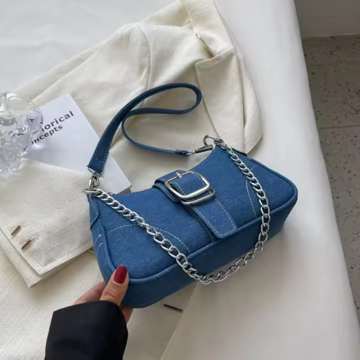 Bolso de hombro de mezclilla de alta calidad, bolso retro Messenger para mujer - 1