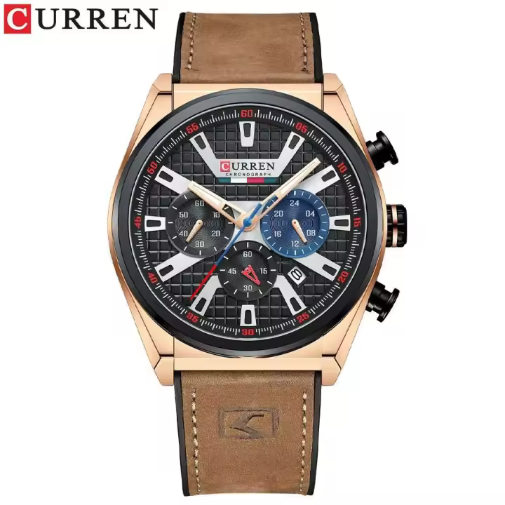 Reloj de Negocios Elegante CURREN 8392 Correa de Cuero de Lujo Estilo Retro Azul Verde Gris Marrón - 1