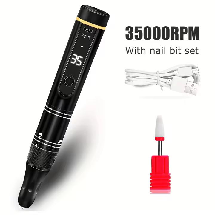 Nueva Máquina De Taladro De Uñas Recargable, 35000 RPM, Con Gran Pantalla LCD HD, Pluma De Taladro Eléctrica Para Uñas - 1