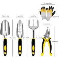 Herramientas de jardín de acero inoxidable, juego de herramientas con tijeras de podar, paleta, trasplantador, rastrillo de mano, guantes de jardinería (750, 5) - details 1