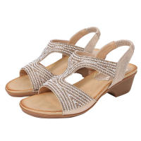 Sandalia 2025 Nuevas sandalias de moda con diamantes de agua Zapatos de mujer con tacón inclinado y parte inferior gruesa - details 2