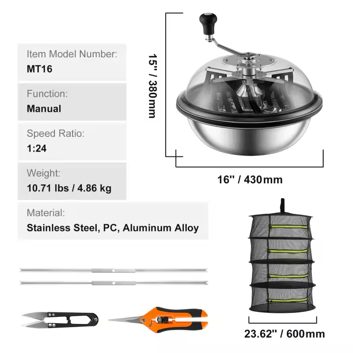 SucceBuy Recortadora manual de hojas de brotes de acero inoxidable con cubierta transparente de PET para plantas hidropónicas, podadoras manuales incluidas - 1