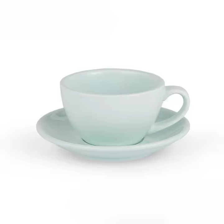 Tazas de Latte Clásicas Cerámica de 280ml con Taza y Cuchara Ideal para Barista en Casa - 1