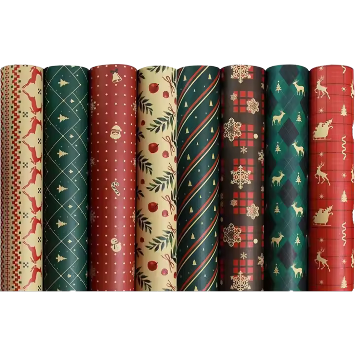 Papel de regalo para fiesta de cumpleaños y Navidad, 8 hojas - 1