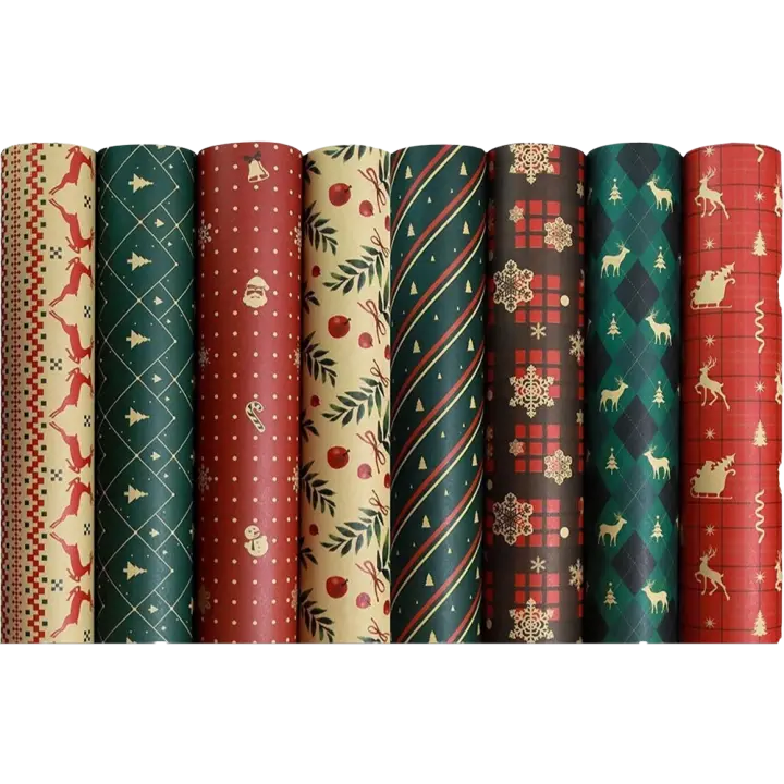 Papel de regalo para fiesta de cumpleaños y Navidad, 8 hojas - 1