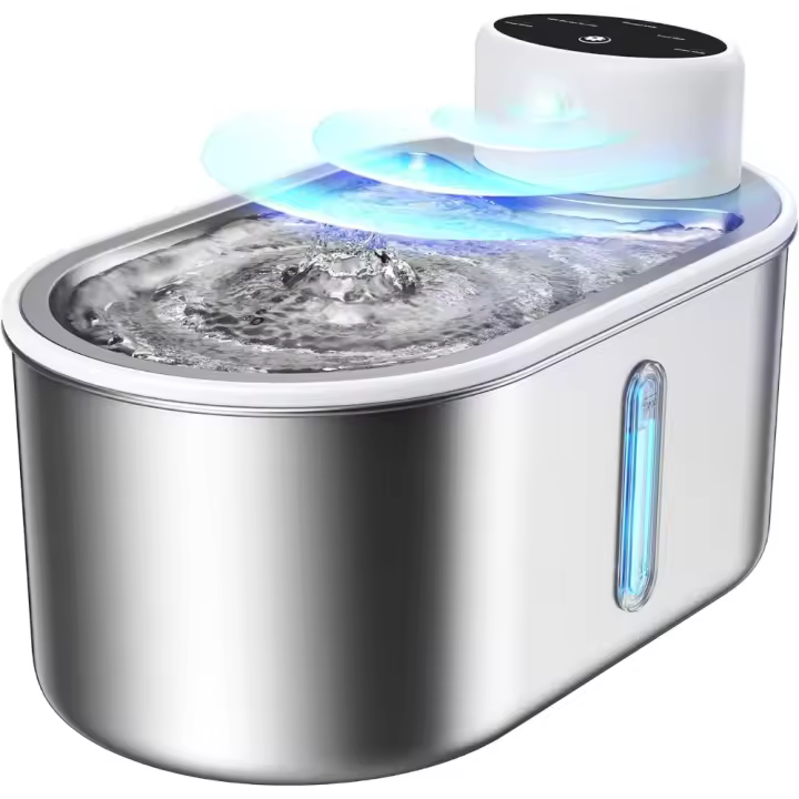 Fuente de Agua para Gatos Inalámbrica de Acero Inoxidable Dispensador Automático de Agua de 101oz/3L 3 Modos Inteligentes Sensor de Radar de 120° Compartimento de Batería Separado - 1