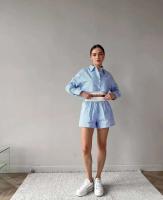 Conjunto de Moda para Mujer de Primavera 2024 Camisas de Manga Corta y Larga con Rayas Shorts - details 8