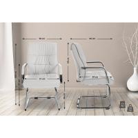 Silla Estilo Cantilever Sievert Tapizada En Cuero Sintético I Silla De Conferencias con Reposabrazos I Silla De Oficina Sin Ruedas, Color:Blanco - details 2