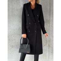 Abrigo de lana de manga larga Simple para mujer, moda de otoño e invierno - details 14