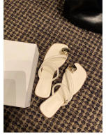 Verano nueva espina de pescado fondo plano cabeza cuadrada palabra con dedo del pie zapatillas geniales mujeres - details 11