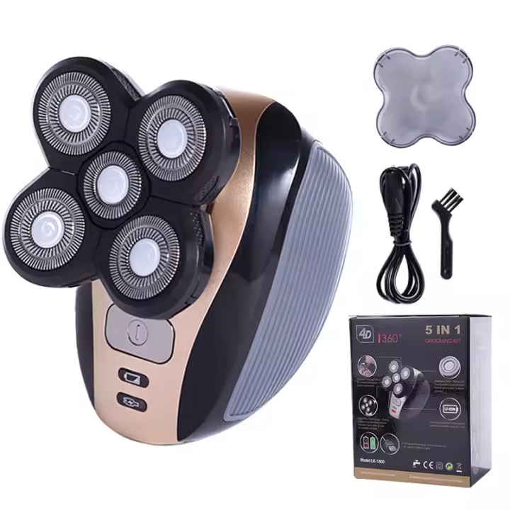 5 En 1 4d hombres recargable cabeza calva máquina de afeitar eléctrica 7 flotante cortador barba nariz oído pelo trimmer hombres limpieza facial cepillo - 1
