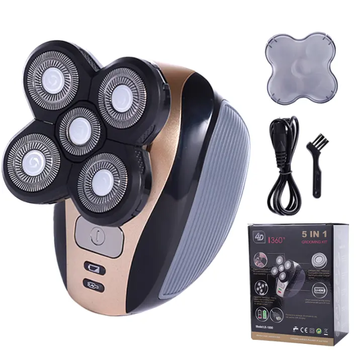5 En 1 4d hombres recargable cabeza calva máquina de afeitar eléctrica 7 flotante cortador barba nariz oído pelo trimmer hombres limpieza facial cepillo - 1