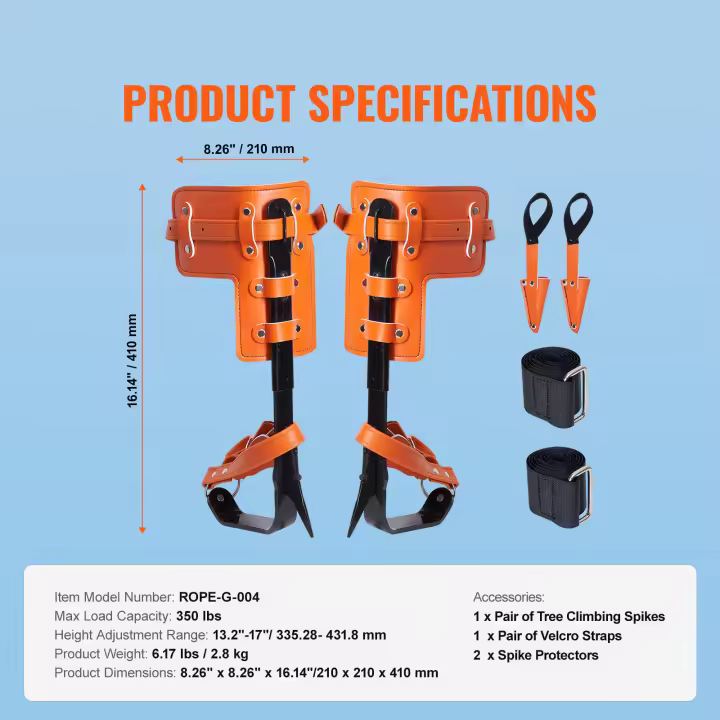 SucceBuy Púas para escalar árboles, espolones para escalar, equipo arborista con correas y protectores para caza, recolección de frutas - 1