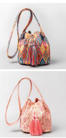 Bolso bandolera de lona para mujer, estilo étnico, bohemio con borlas - details 9