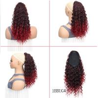 Cola de Caballo rizada de 18 pulgadas, pelo sintético ombré, peluca rizada corta y esponjosa, extensión de cabello con Clip con cordón negro Afro - details 12
