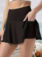 Faldas plisadas de tenis de cintura alta de Color sólido para mujer, falda corta deportiva de secado rápido con bolsillo interior para correr - details 11