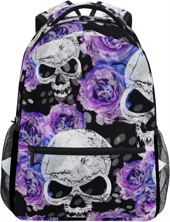 Día de los muertos Sugar Skull Flower mochilas escolares para niños y niñas, bolsa para libros, viaje, senderismo, Camping, Daypack - 1
